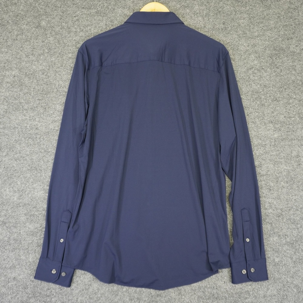 NEW Rhone Commuter Shirt Mens L Navy Blue Slim Fit Italian Stretch Button Down - Picture 8 of 9
